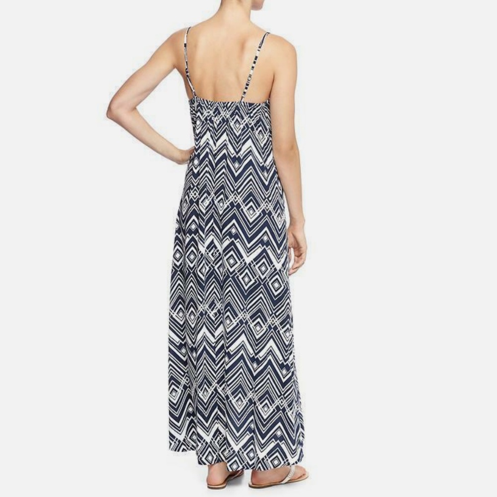 Gap Factory Hi-Low Maxi Dress 100% Rayon Navy Geo Print Size XL - Picture 2 of 12